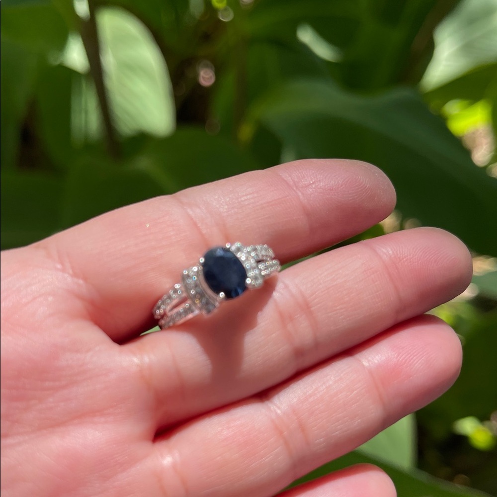 NWT Genuine Natural Blue Sapphire 1.40ct & White Topaz .14 Gemstone 925 Silver 7 - Picture 3 of 13